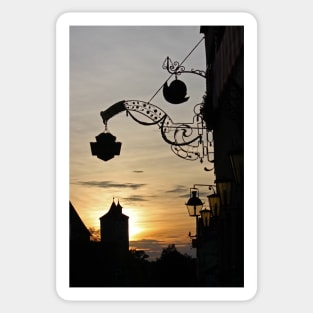 Sunset on Herrngasse - Rothenburg, Germany (1) Sticker